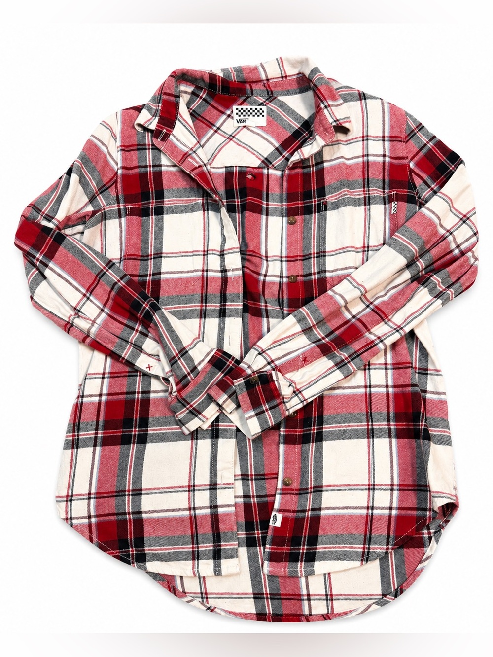 Vans Red White and Black Plaid Button-Down Shirt